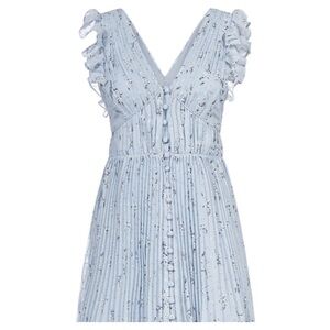 NWT Self Portrait Metallic Floral Mini Dress Blue